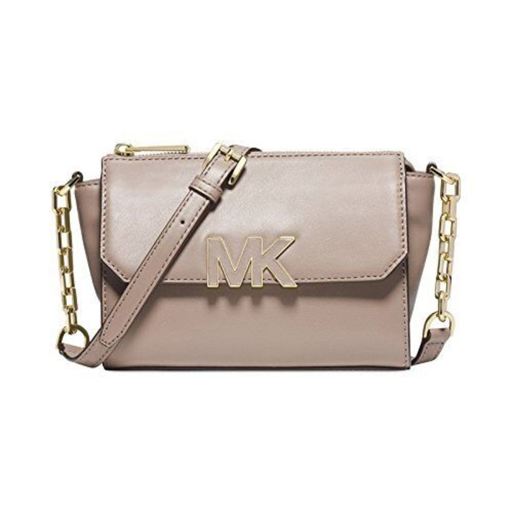 Michael Kors Florence Mini Messenger Leather Crossbody Dark Dune Handbag Bag New